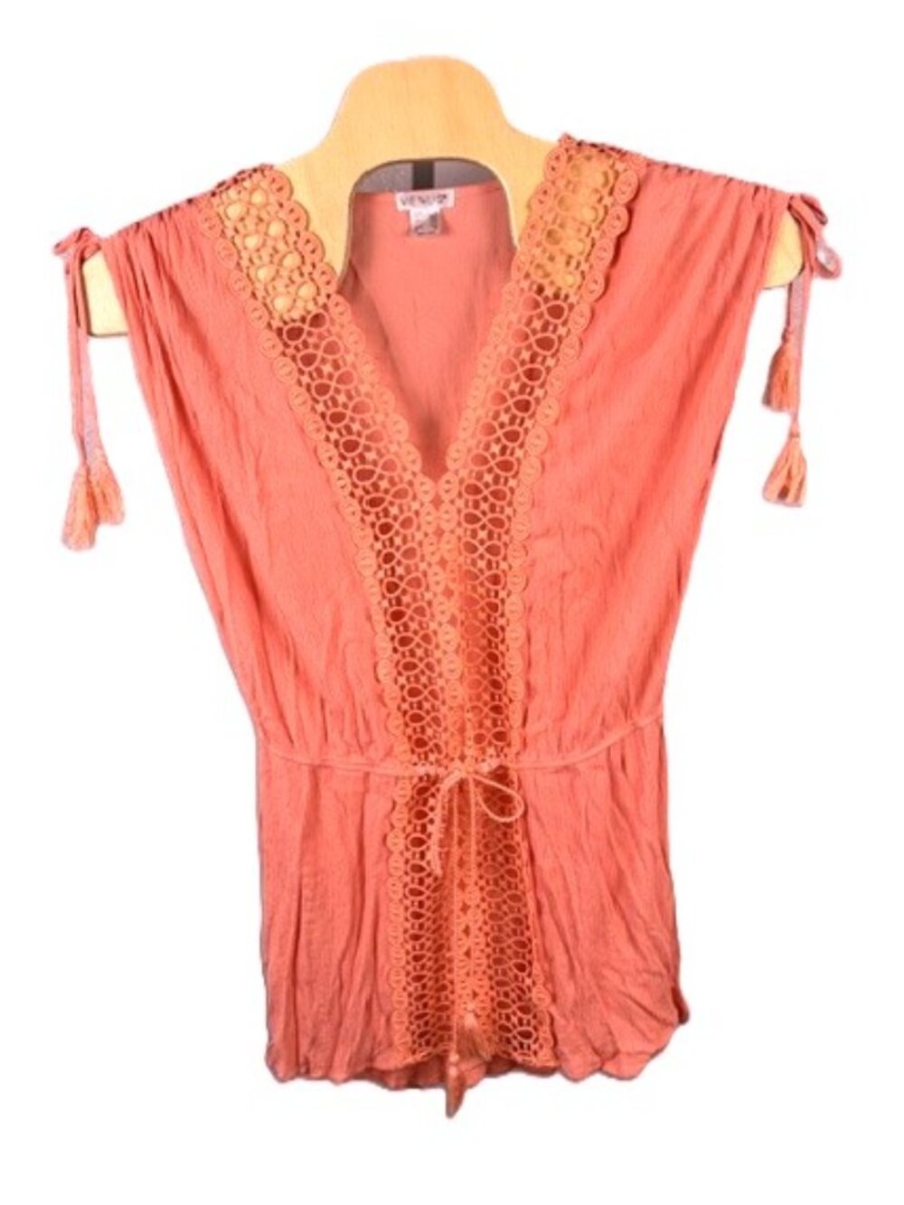 Venus Sexy Beach Swim Bathing Suit Coverup Size XL Lace V Neck Tassels